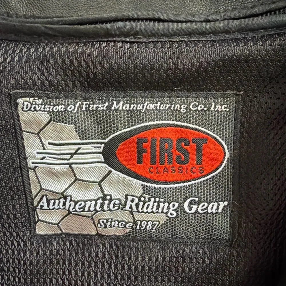 First Classics Men’s Black Leather Motorcycle Jacket XXL Authentic Riding Gear